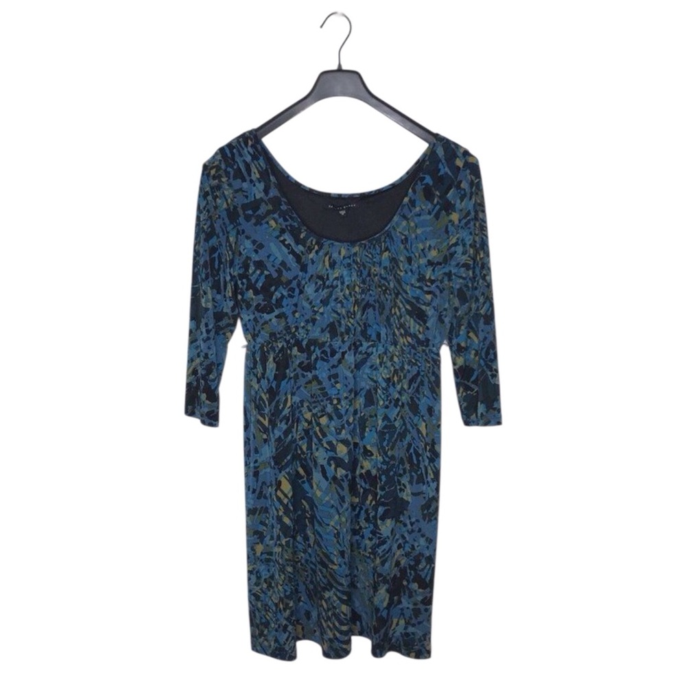 Helene Blake Womens Dress Turquoise Black Gold Long Sleeve Size Medium